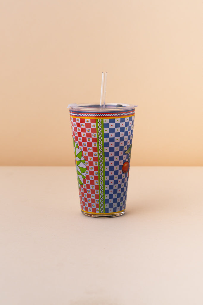 B17 Glass Mug With Lid + Straw
