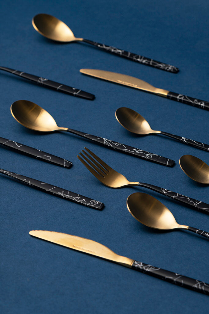 HF9 Cutlery Set 16 Pcs Black Marble